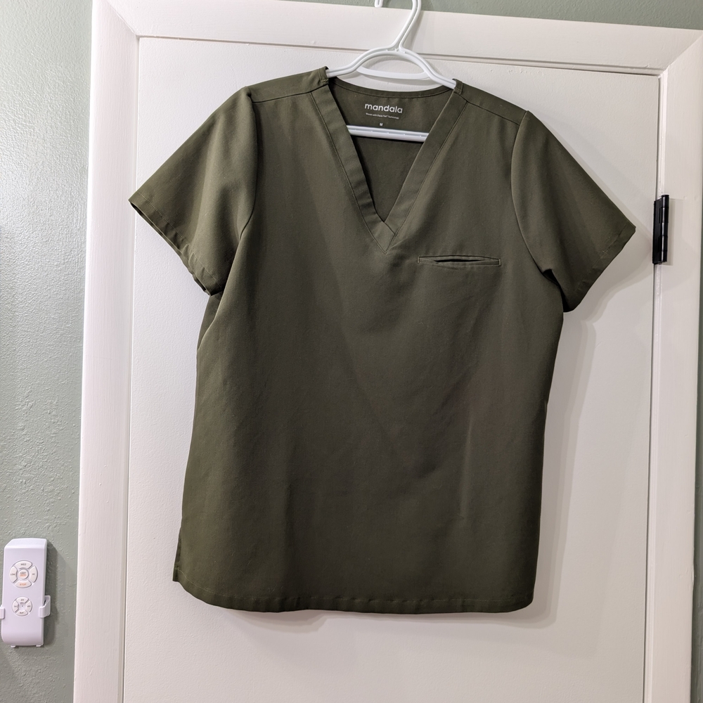Mandala Olive Scrub Set - One Pocket Top And Jogger Pants